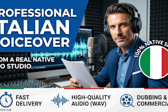 record a professional italian voiceover team for male and female studio dubbing