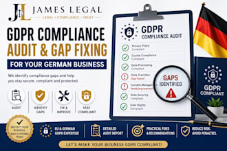 conduct a gdpr compliance review , audit and fix gsdvo for your german business
