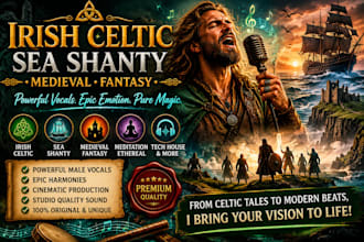 produce irish celtic, sea shanty, medieval, meditation song, tech house, fantasy