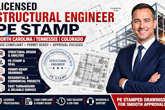 licensed structural engineer pe stamp for north carolina, colorado, tennessee