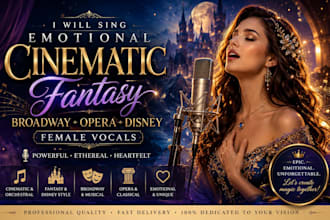 sing emotional cinematic, fantasy, broadway, opera and disney female vocals