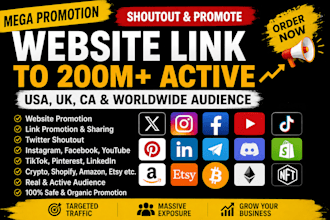 promote shoutout share website link to USA UK twitter ig fb active audience