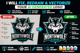 redraw and fix your ai generated logo professionally