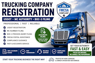 file your usdot mc and boc 3 registration for trucking company