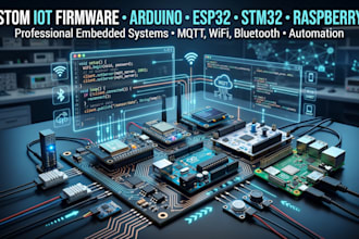 develop custom iot firmware for arduino, esp32, stm32, and pi