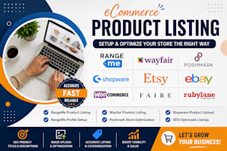 list rangeme products, optimize poshmark shopware wayfair, and setup rangeme pro