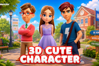 do cute 3d character modeling, mascot, chibi, animal, cartoon for 3d animation
