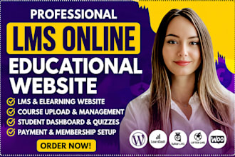 design, lms online educational website, elearning website, wordpress lms website