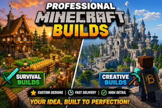 professionally build survival or creative minecraft builds