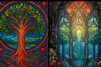 stained glass art glass art digital painting logo design line art music art