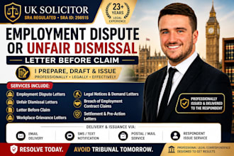 issue UK employment dispute letter before claim, unfair dismissal as a solicitor