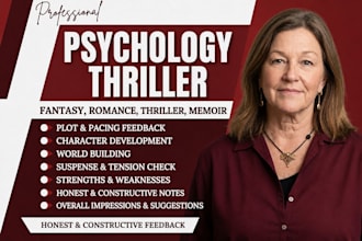 beta read psychology thriller, beta reader fantasy, romance, beta reader memoir
