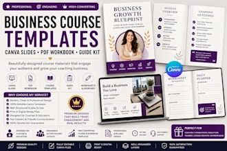 design business course templates canva slides PDF workbook guide kit