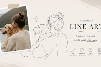 draw unique minimalist line art portrait from photo vector line art illustration