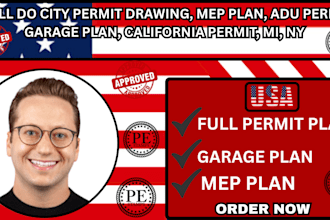 do city permit drawing, mep plan, adu permit, garage plan, california permit, mi