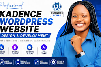 build wordpress website using gutenberg and kadence blocks