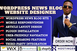 build news blog website wordpress magazine website, publish news article website