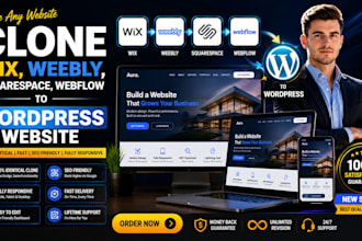 clone wix weebly squarespace webflow to wordpress website