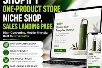 build a shopify one product store, niche shop, sales landing page