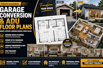 draw garage conversion and adu floor plans professionally