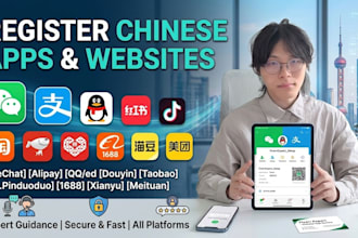register accounts for chinese apps or website ,wechat alipay