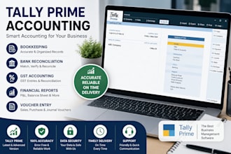 do professional bookkeeping in tally prime or quick books or busy software