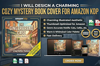 design a charming cozy mystery book cover for amazon KDP