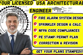design USA fire system sprinkler plan and hydraulic calculation nfpa for permit