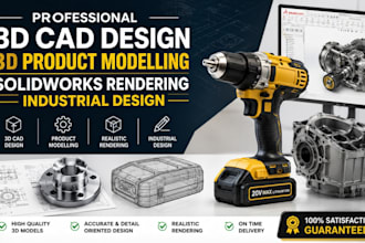 3d cad design, industrial product design, solidworks rendering for manufacturing