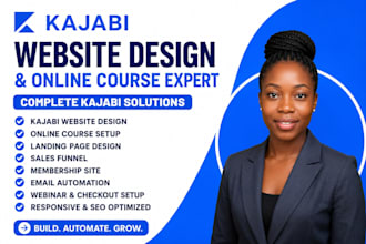 design kajabi website, online course, landing page and sales funnel