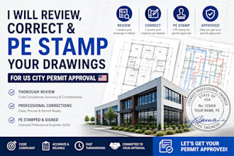 review correct and pe stamp your drawings for US city permit approval