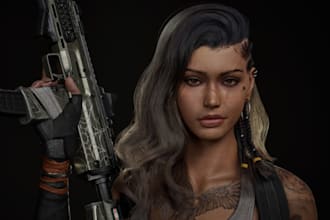 be your game character modeler in blender, ue5 epic rig, 3d game assets, weapons