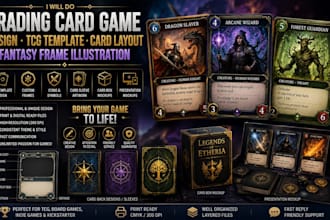 do trading card game design tcg template card layout fantasy frame illustration
