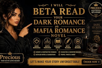 beta read your dark romance or mafia romance novel