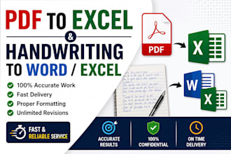 convert PDF to excel and handwritten notes to word or excel