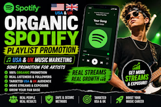 do organic spotify playlist promotion, USA UK music marketing and song promotion