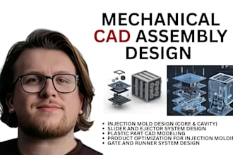 create mechanical assembly cad design, plastic product cad design and 3d render