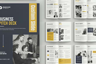 design investor presentation pitch deck business brochure, spec sheet, one pager