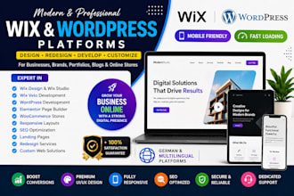 design wix website, wordpress website wordpress design, wix velo, german wix