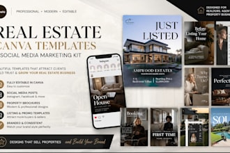design canva real estate templates brochure social media marketing kit