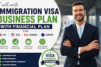 write immigration visa business plan with financial plan for UK, USA, eu, canada
