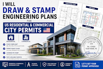 draw and stamp engineering plans for US residential and commercial city permits
