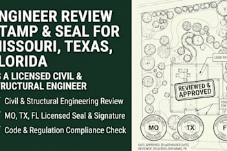 review stamp missouri texas florida as a licensed structural and civil engineer