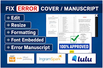 fix error, redesign, edit book cover, ebook cover, amazon kdp manuscript