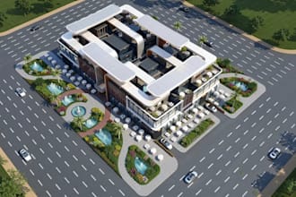 revamp 3d shopping mall,retail store exterior, hotel design,open spaces render