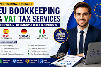 handle eu bookkeeping and vat tax services for spain, germany, italy businesses