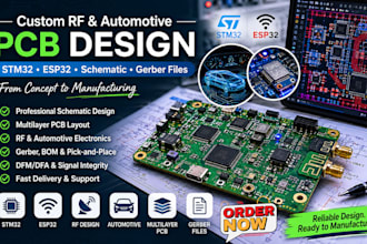 custom rf automotive stm32 pcb layout circuit board schematic esp32 gerber files
