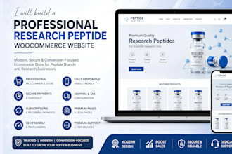 build a professional research peptide woocommerce website