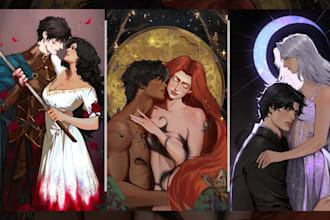 draw semi realistic nsfw couple art dark romance mafia book cover art