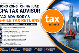 be your CPA tax advisor and efile tax returns for hong kong, china, and uae